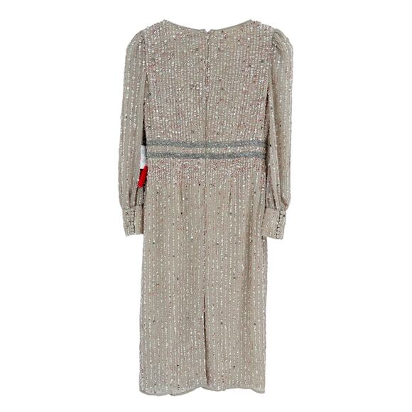 MAC DUGGAL Dress Size 10 Evening Gown Sequin Midi NEW Beige Sequined V Neck - Picture 5 of 7